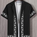 Beige Short with Geometric Trim