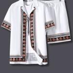 Beige Short with Geometric Trim